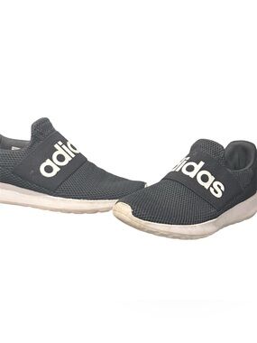 adidas Black Mesh Slip-On Sneakers with White Logo Strap
